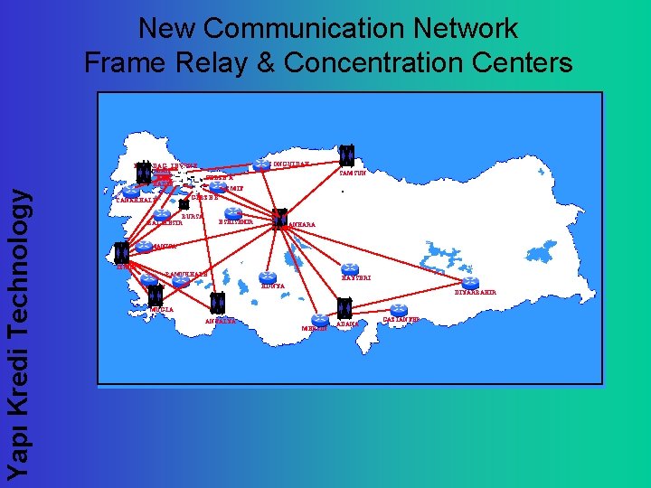 New Communication Network Frame Relay & Concentration Centers Yapı Kredi Technology TEKIRDAG LEVENT BAHÇEK