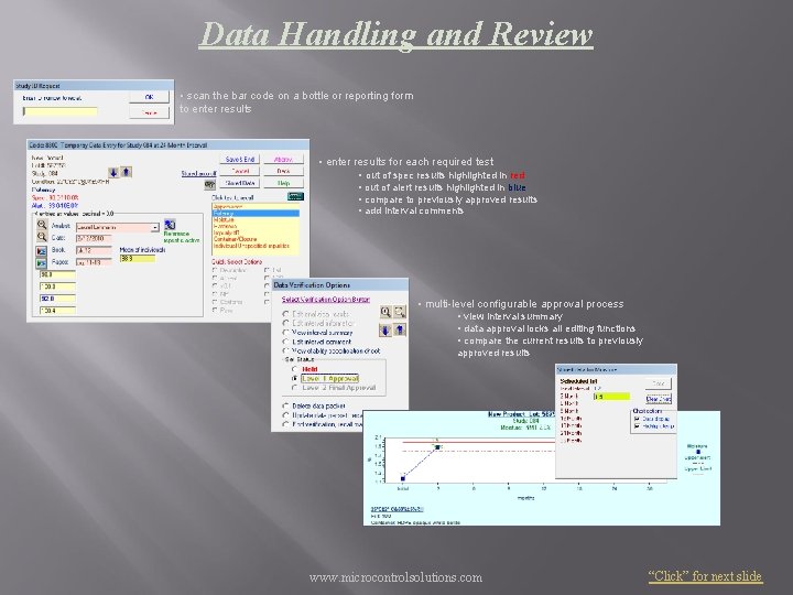 Data Handling and Review • scan the bar code on a bottle or reporting