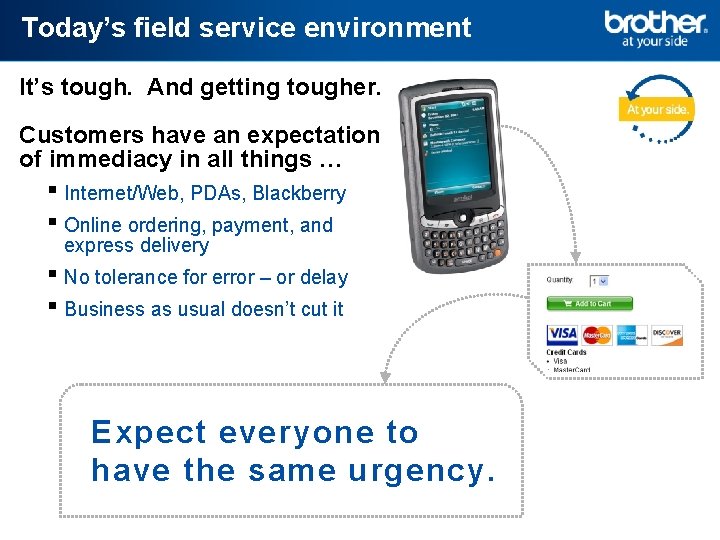 Today’s field service environment It’s tough. And getting tougher. Customers have an expectation of