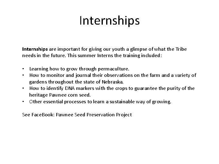 Internships are important for giving our youth a glimpse of what the Tribe needs