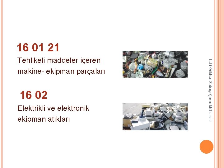 16 01 21 16 02 Elektrikli ve elektronik ekipman atıkları Latif Gökhan Subaşı-Çevre 16 01 21 16 02 Elektrikli ve elektronik ekipman atıkları Latif Gökhan Subaşı-Çevre