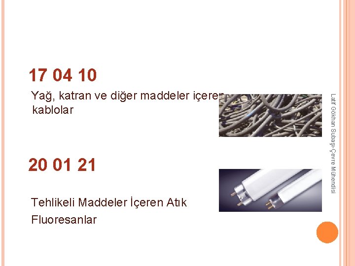 17 04 10 20 01 21 Tehlikeli Maddeler İçeren Atık Fluoresanlar Latif Gökhan 17 04 10 20 01 21 Tehlikeli Maddeler İçeren Atık Fluoresanlar Latif Gökhan
