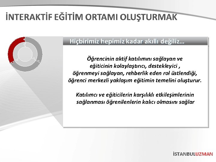 Hiçbirimiz hepimiz kadar akıllı değiliz… Öğrencinin aktif katılımını sağlayan ve eğiticinin kolaylaştırıcı, destekleyici ,