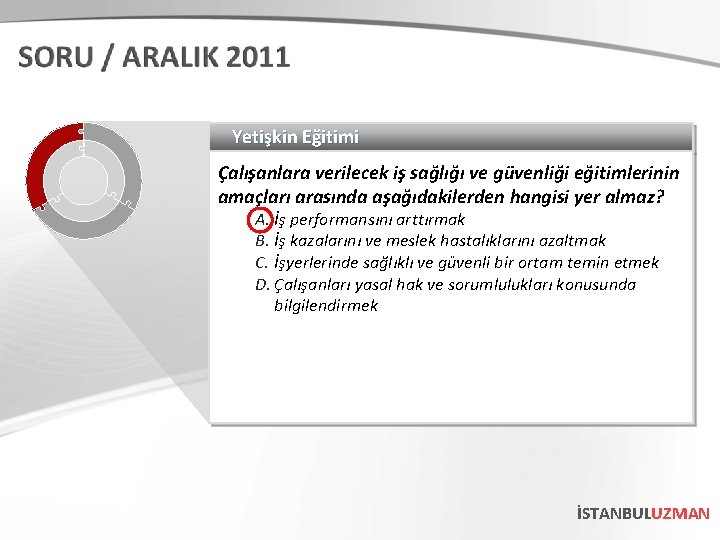 Yetişkin Eğitimi Çalışanlara verilecek iş sağlığı ve güvenliği eğitimlerinin amaçları arasında aşağıdakilerden hangisi yer