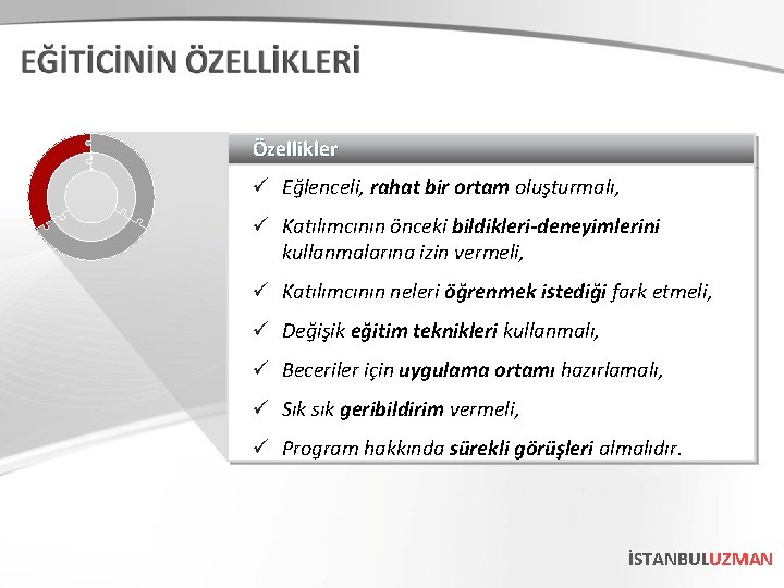 Özellikler ü Eğlenceli, rahat bir ortam oluşturmalı, ü Katılımcının önceki bildikleri-deneyimlerini kullanmalarına izin vermeli,