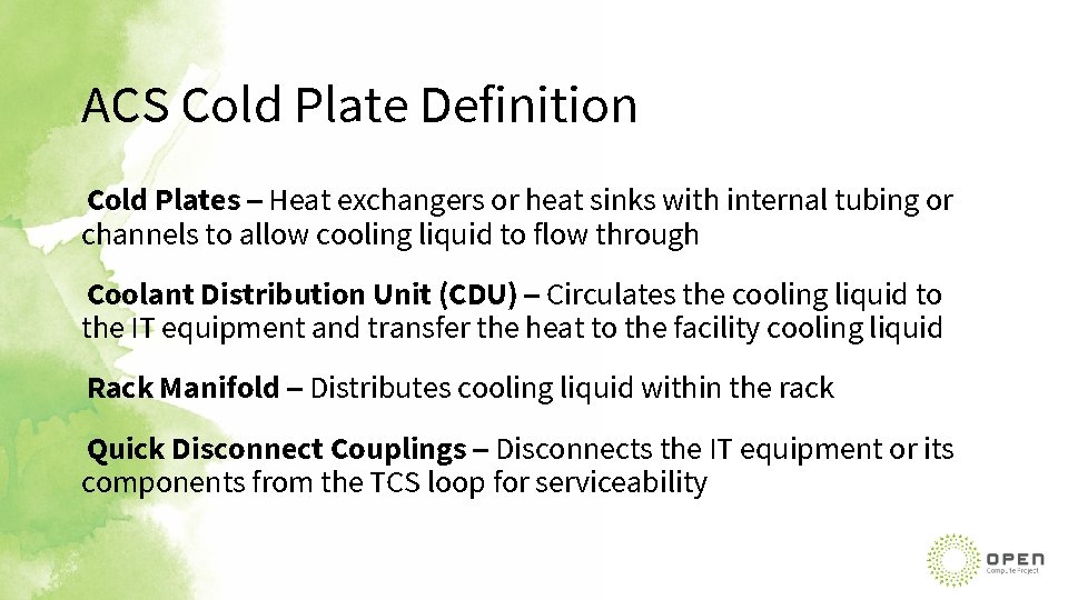 ACS Cold Plate Definition Cold Plates – Heat exchangers or heat sinks with internal