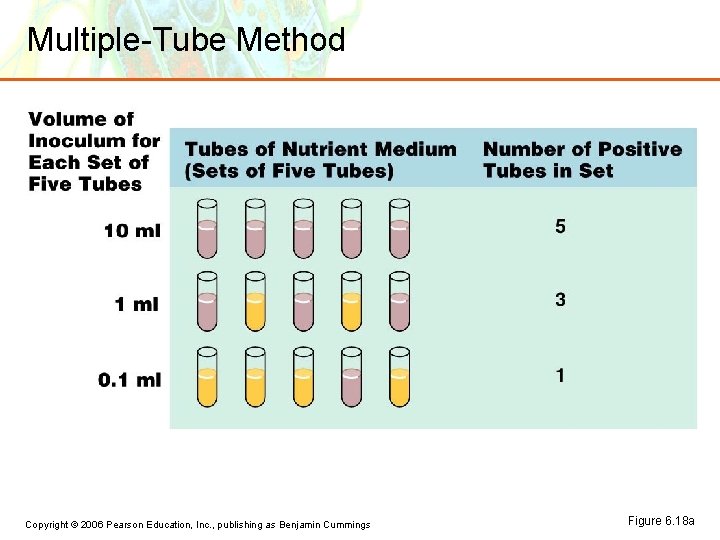 Multiple-Tube Method Copyright © 2006 Pearson Education, Inc. , publishing as Benjamin Cummings Figure