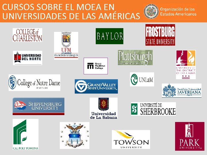 CURSOS SOBRE EL MOEA EN UNIVERSIDADES DE LAS AMÉRICAS 