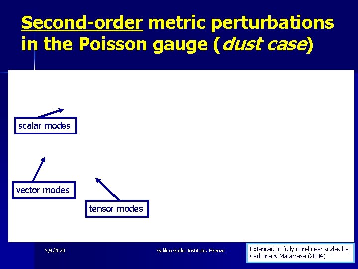 Second-order metric perturbations in the Poisson gauge (dust case) scalar modes vector modes tensor