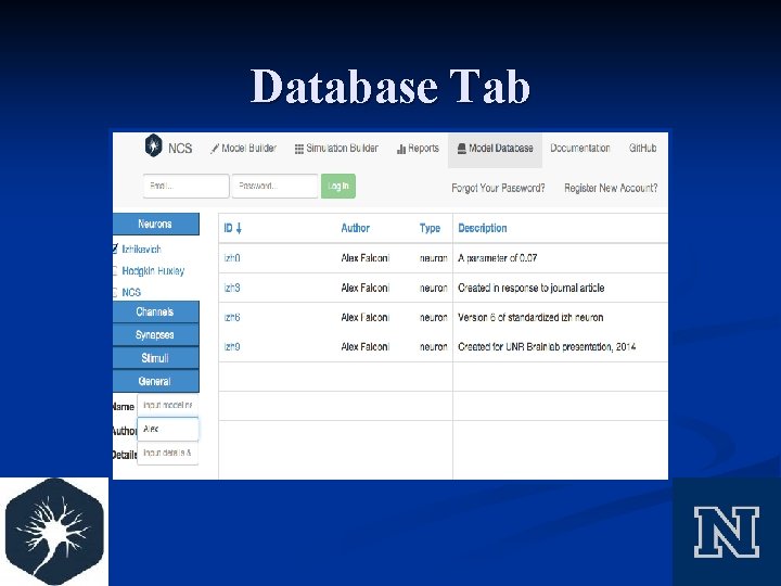 Database Tab 