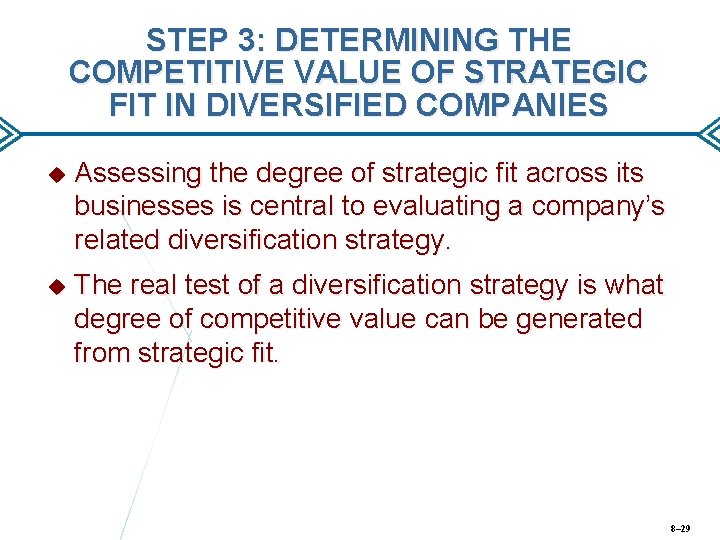 STEP 3: DETERMINING THE COMPETITIVE VALUE OF STRATEGIC FIT IN DIVERSIFIED COMPANIES Assessing the