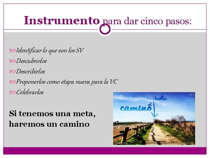 Instrumento para dar cinco pasos: Identificar lo que son los SV Descubrirlos Describirlos Proponerlos