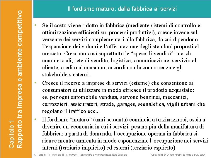 Capitolo 1 Rapporto tra impresa e ambiente competitivo Il fordismo maturo: dalla fabbrica ai