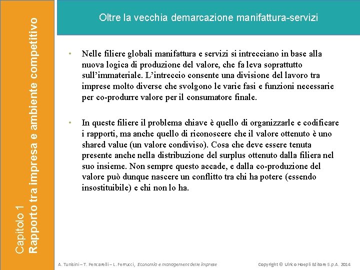 Capitolo 1 Rapporto tra impresa e ambiente competitivo Oltre la vecchia demarcazione manifattura-servizi •