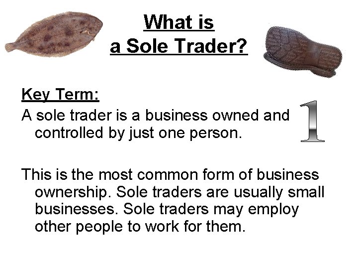 What is a Sole Trader? Key Term: A sole trader is a business owned