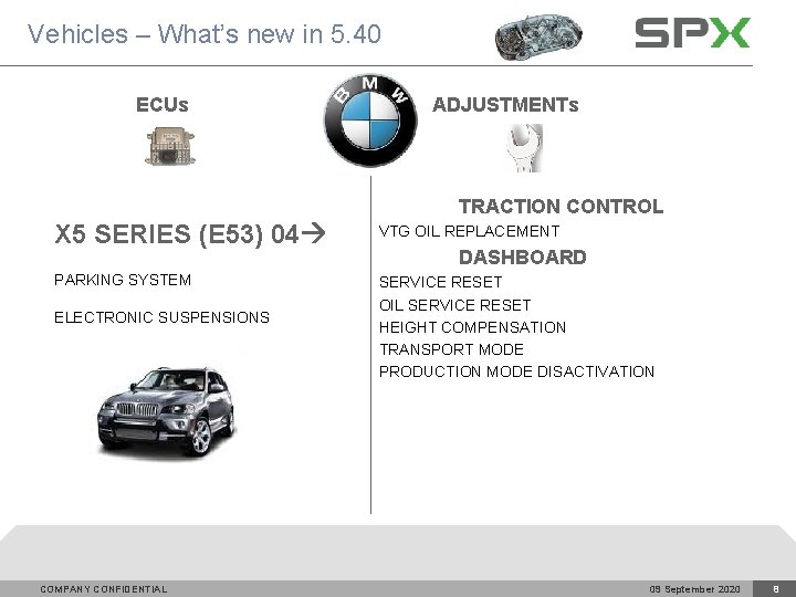 Vehicles – What’s new in 5. 40 ECUs ADJUSTMENTs TRACTION CONTROL X 5 SERIES