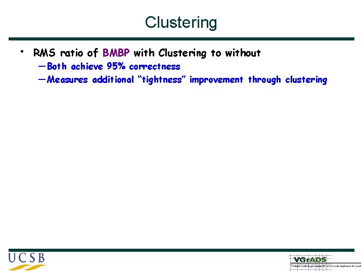 Clustering • RMS ratio of BMBP with Clustering to without — Both achieve 95%