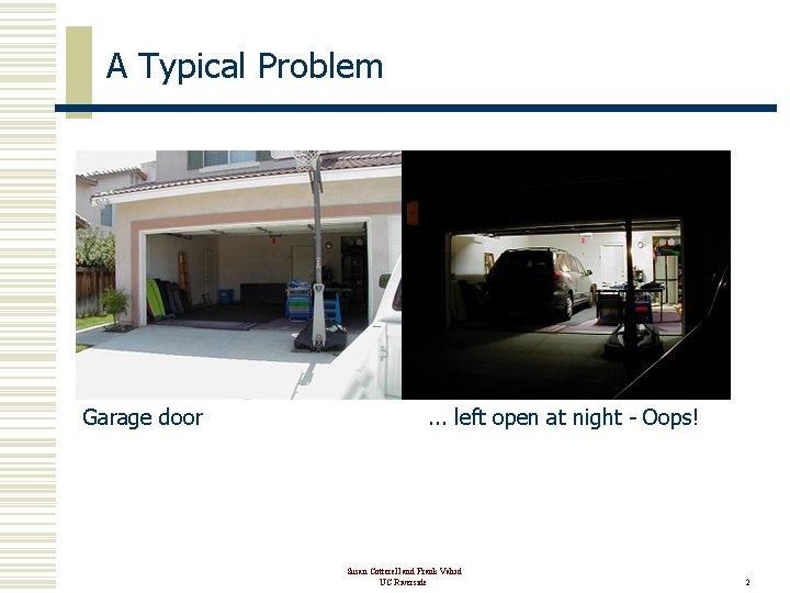 A Typical Problem Garage door . . . left open at night - Oops!