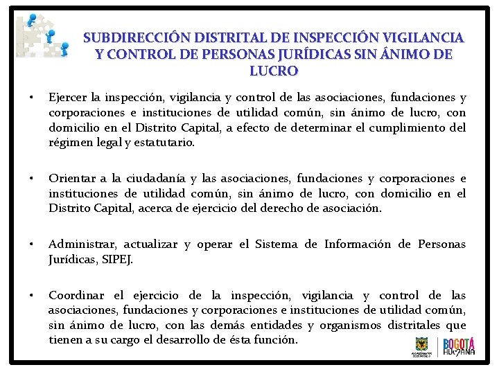 SUBDIRECCIÓN DISTRITAL DE INSPECCIÓN VIGILANCIA Y CONTROL DE PERSONAS JURÍDICAS SIN ÁNIMO DE LUCRO