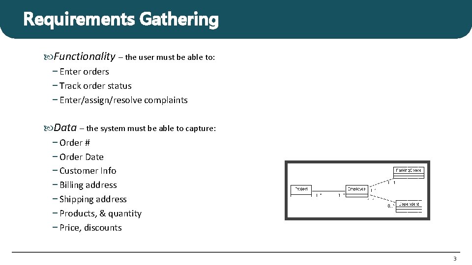 Requirements Gathering Functionality – the user must be able to: − Enter orders − Requirements Gathering Functionality – the user must be able to: − Enter orders −