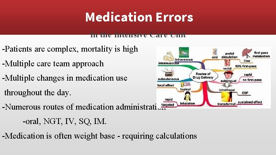 Medication Errors In the Intensive Care Unit -Patients are complex, mortality is high -Multiple