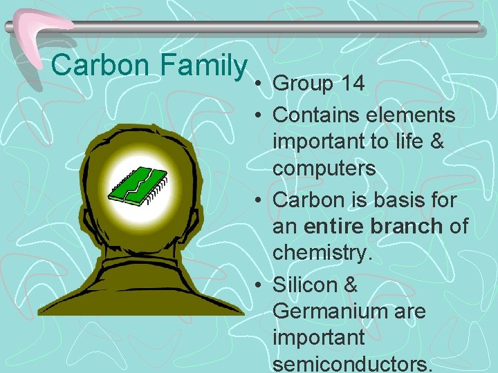 Carbon Family • Group 14 • Contains elements important to life & computers •