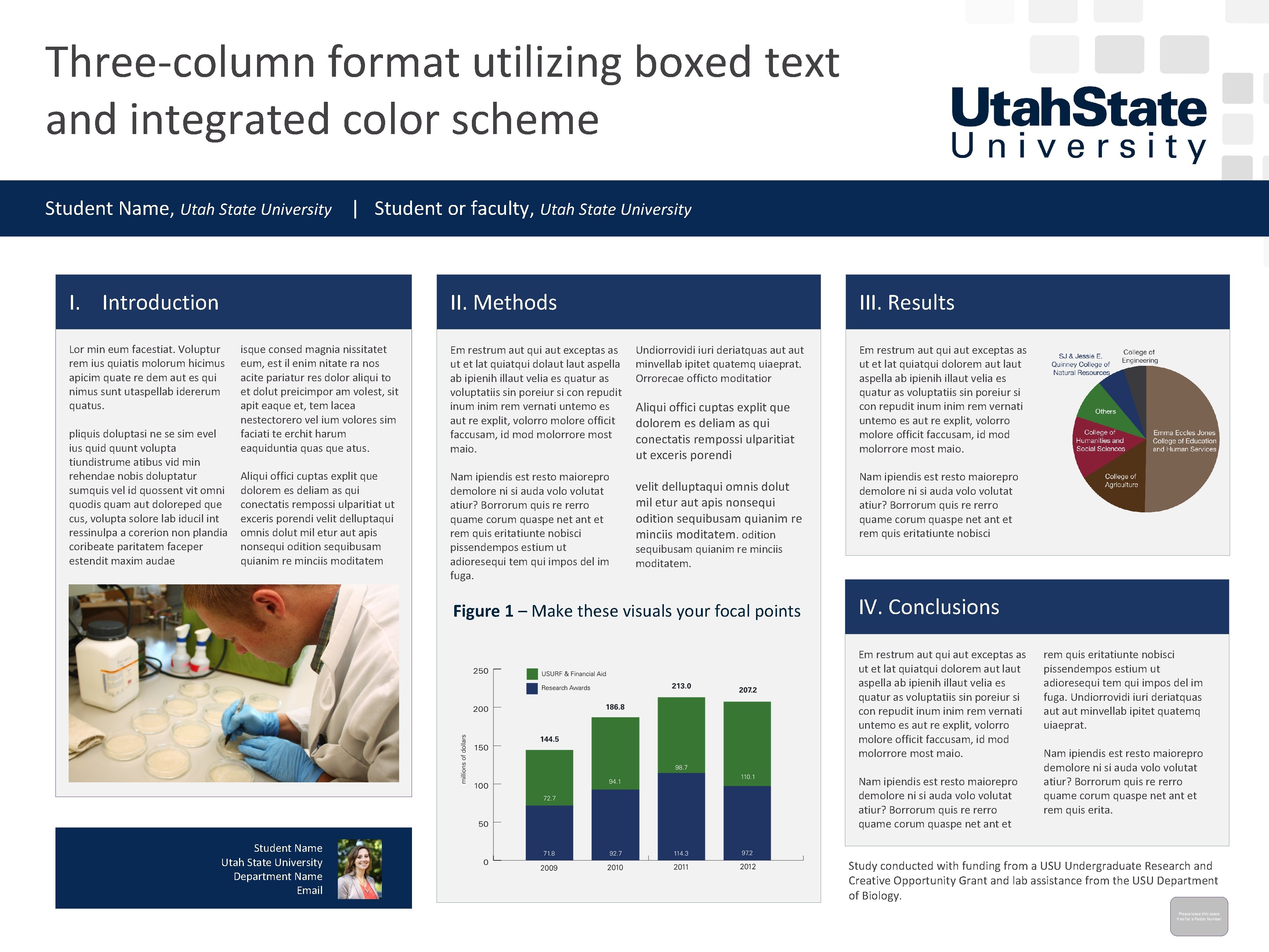 Three-column format utilizing boxed text and integrated color scheme Student Name, Utah State University