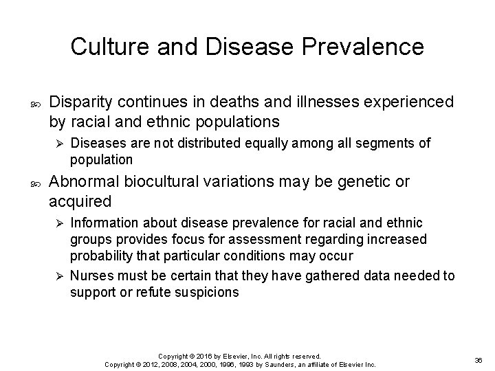 Culture and Disease Prevalence Disparity continues in deaths and illnesses experienced by racial and