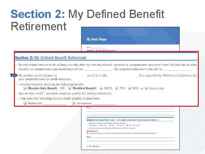 Section 2: My Defined Benefit Retirement 
