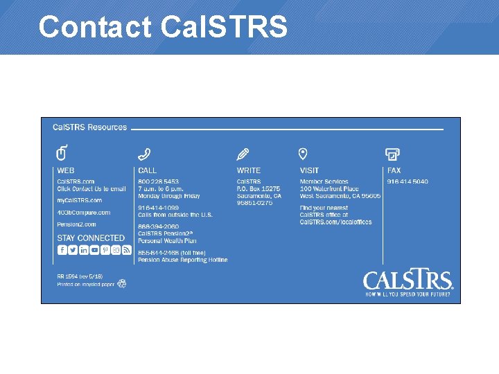 Contact Cal. STRS 
