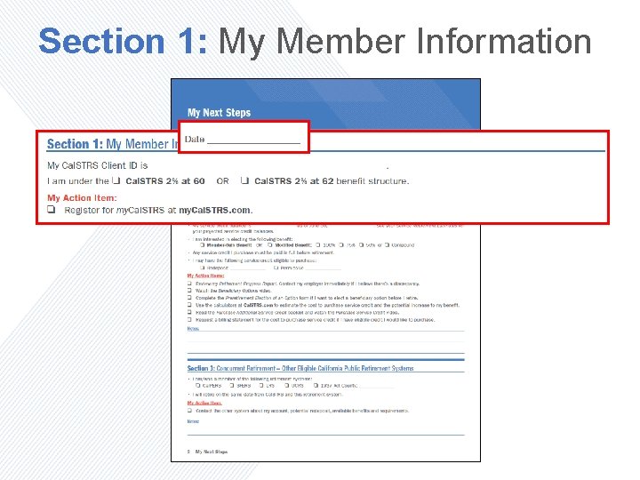 Section 1: My Member Information 