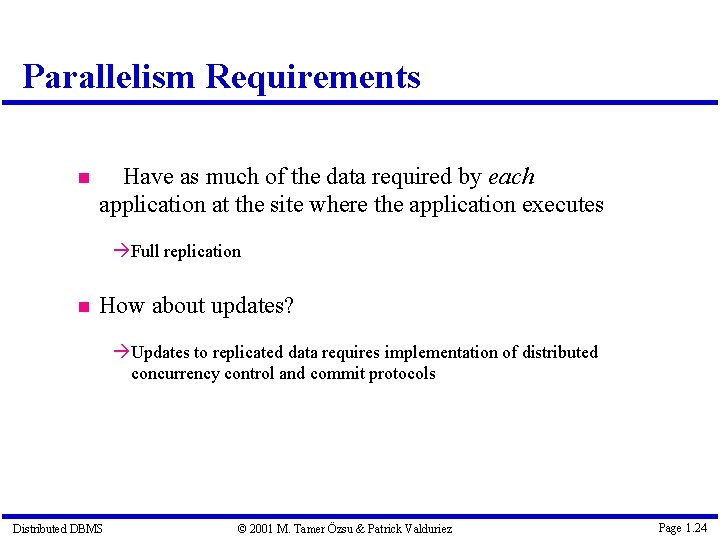 Parallelism Requirements Have as much of the data required by each application at the