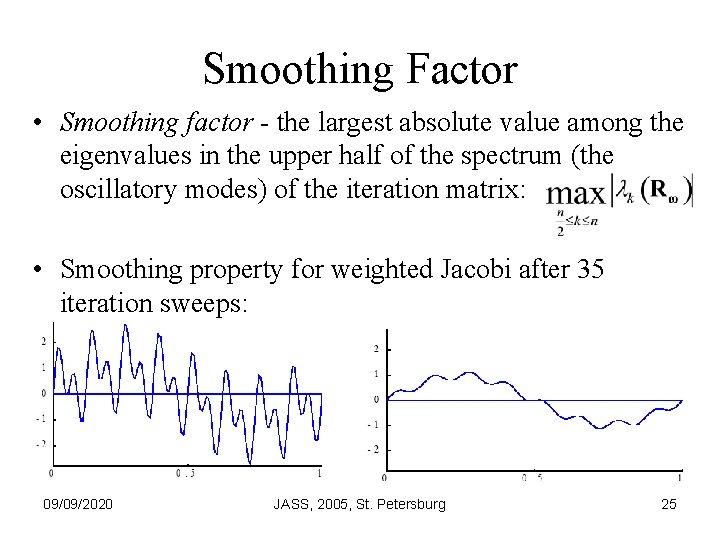 Smoothing Factor • Smoothing factor - the largest absolute value among the eigenvalues in