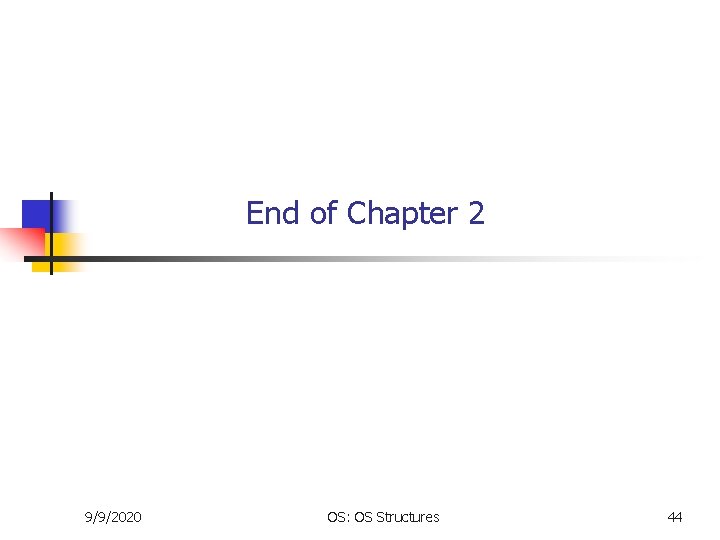 End of Chapter 2 9/9/2020 OS: OS Structures 44 