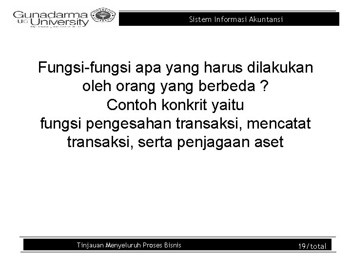 Sistem Informasi Akuntansi Fungsi-fungsi apa yang harus dilakukan oleh orang yang berbeda ? Contoh