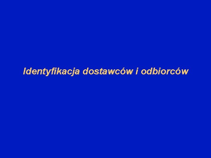 Identyfikacja dostawców i odbiorców 