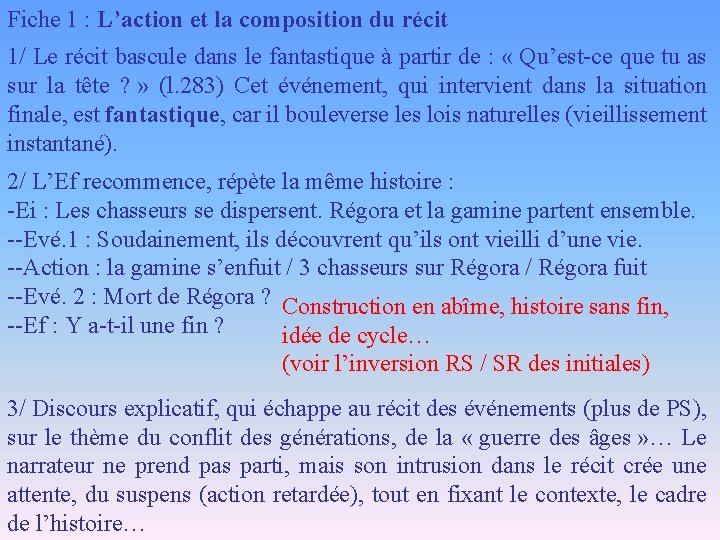 Fiche 1 : L’action et la composition du récit 1/ Le récit bascule dans