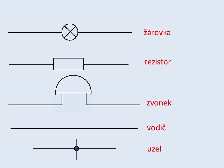 žárovka rezistor zvonek vodič uzel žárovka rezistor zvonek vodič uzel