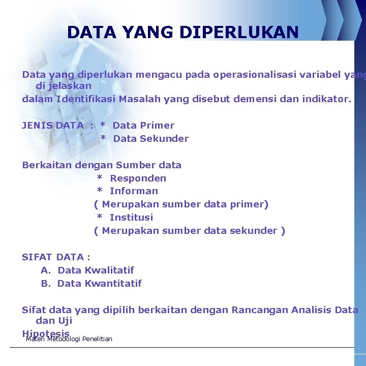 DATA YANG DIPERLUKAN Data yang diperlukan mengacu pada operasionalisasi variabel yang di jelaskan dalam