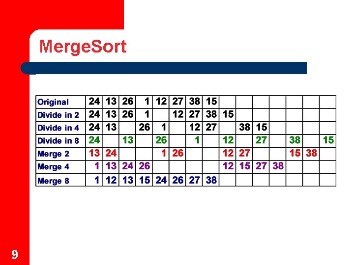 Merge. Sort 9 