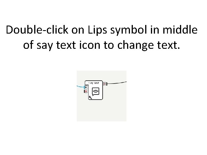 Double-click on Lips symbol in middle of say text icon to change text. 