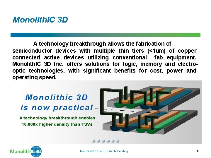 Monolith. IC 3 D A technology breakthrough allows the fabrication of semiconductor devices with