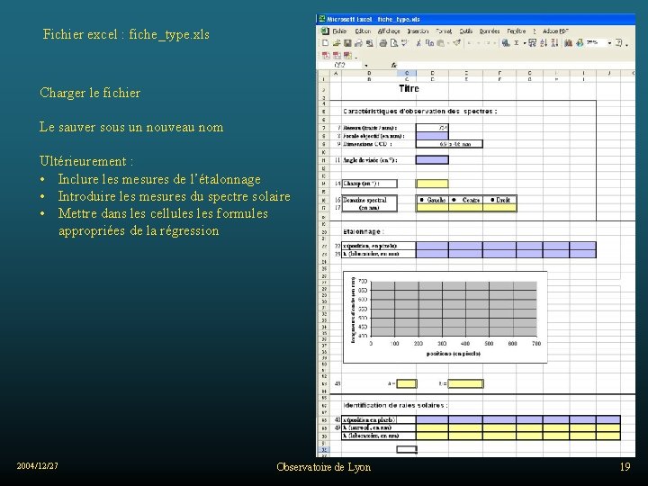 Fichier excel : fiche_type. xls Charger le fichier Le sauver sous un nouveau nom