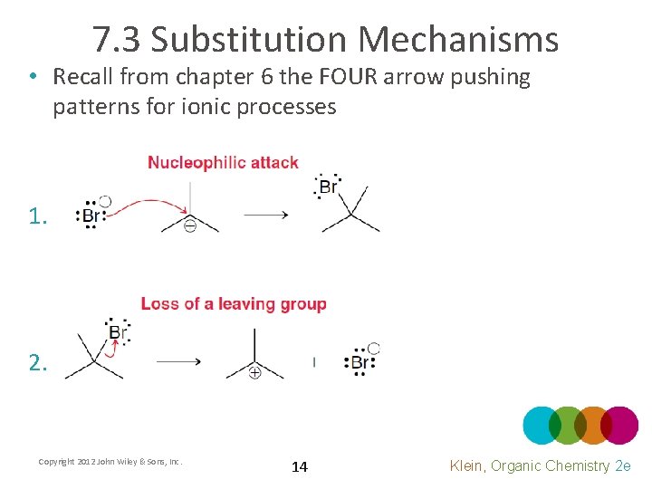 7. 3 Substitution Mechanisms • Recall from chapter 6 the FOUR arrow pushing patterns