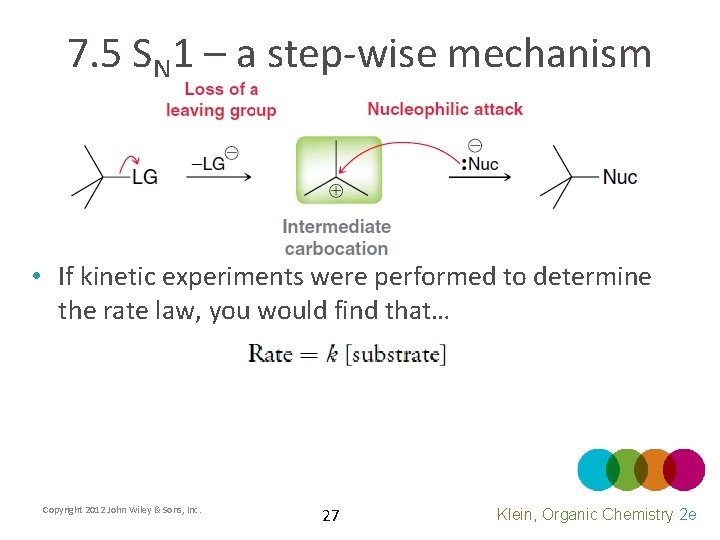 7. 5 SN 1 – a step-wise mechanism • If kinetic experiments were performed