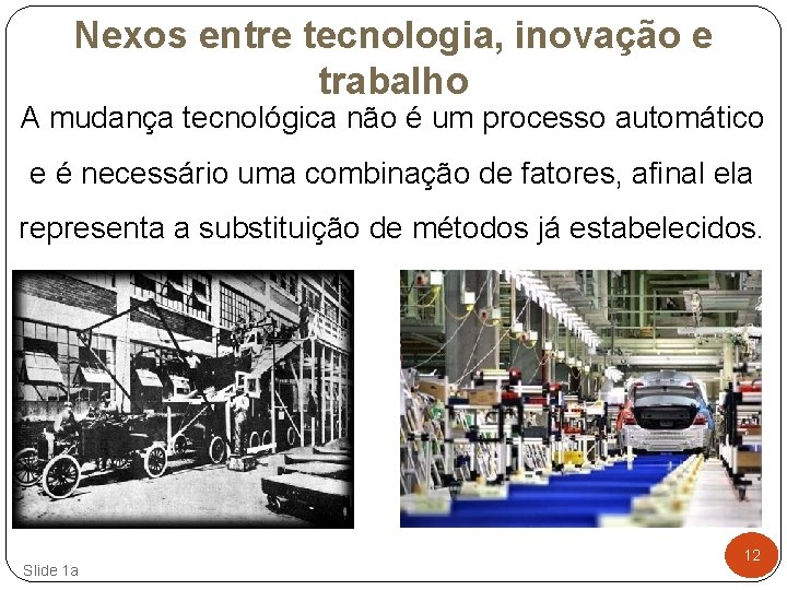 Nexos entre tecnologia, inovação e trabalho A mudança tecnológica não é um processo automático