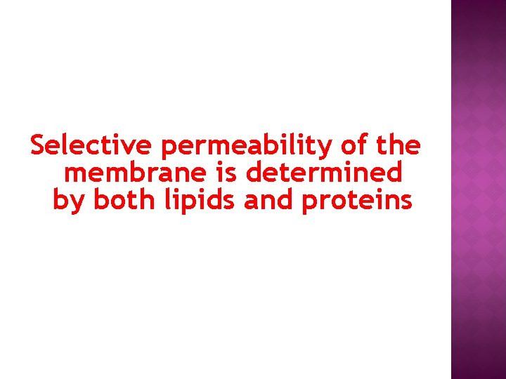 Selective permeability of the membrane is determined by both lipids and proteins 