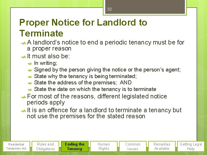 32 Proper Notice for Landlord to Terminate A landlord’s notice to end a periodic