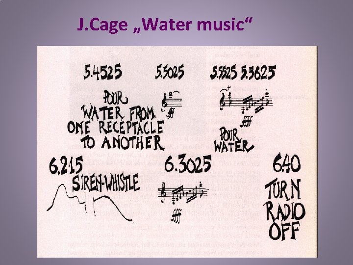 J. Cage „Water music“ 