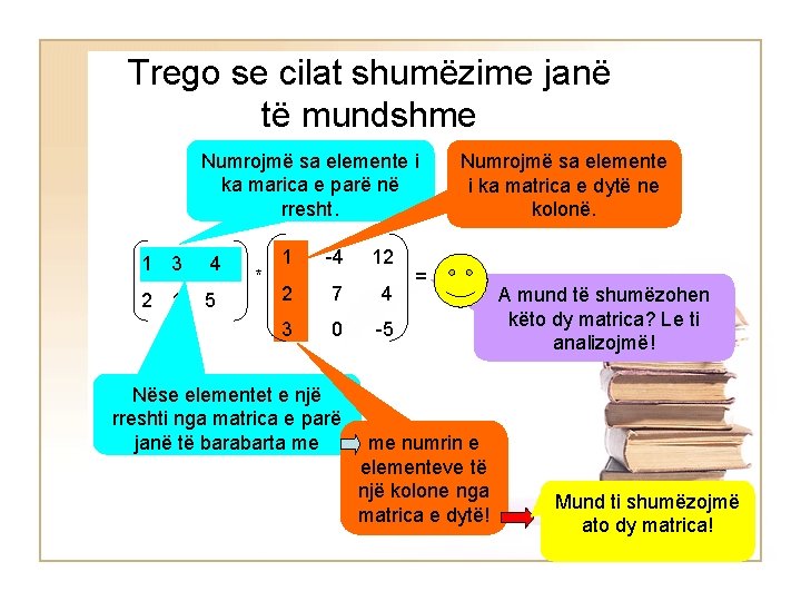 Trego se cilat shumëzime janë të mundshme Numrojmë sa elemente i ka marica e